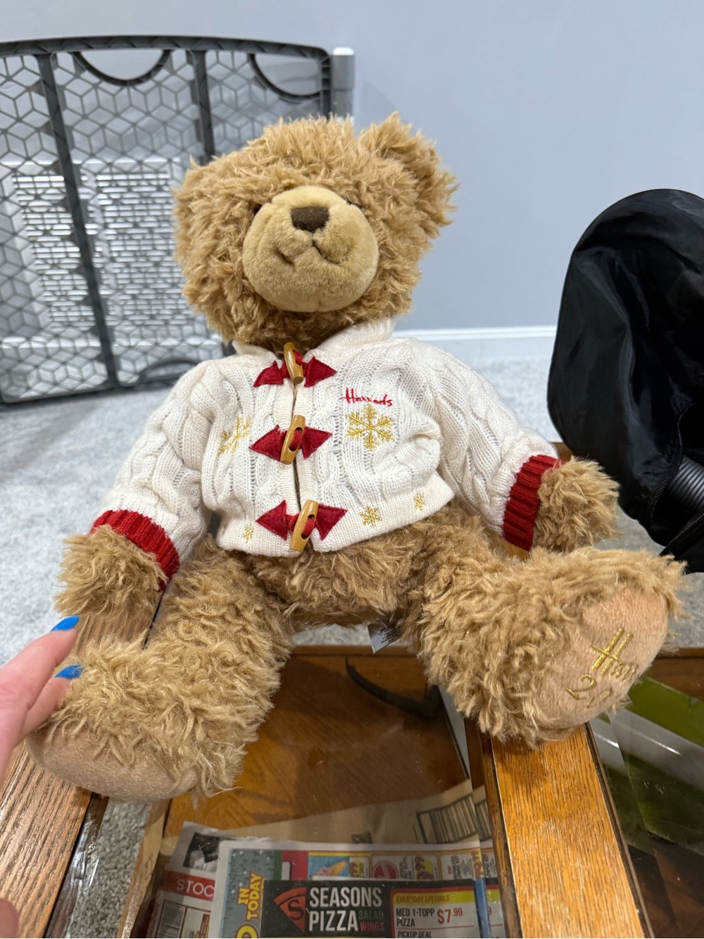 Harrods 2016 Teddy Bear Plush with Cream Sweater 12”